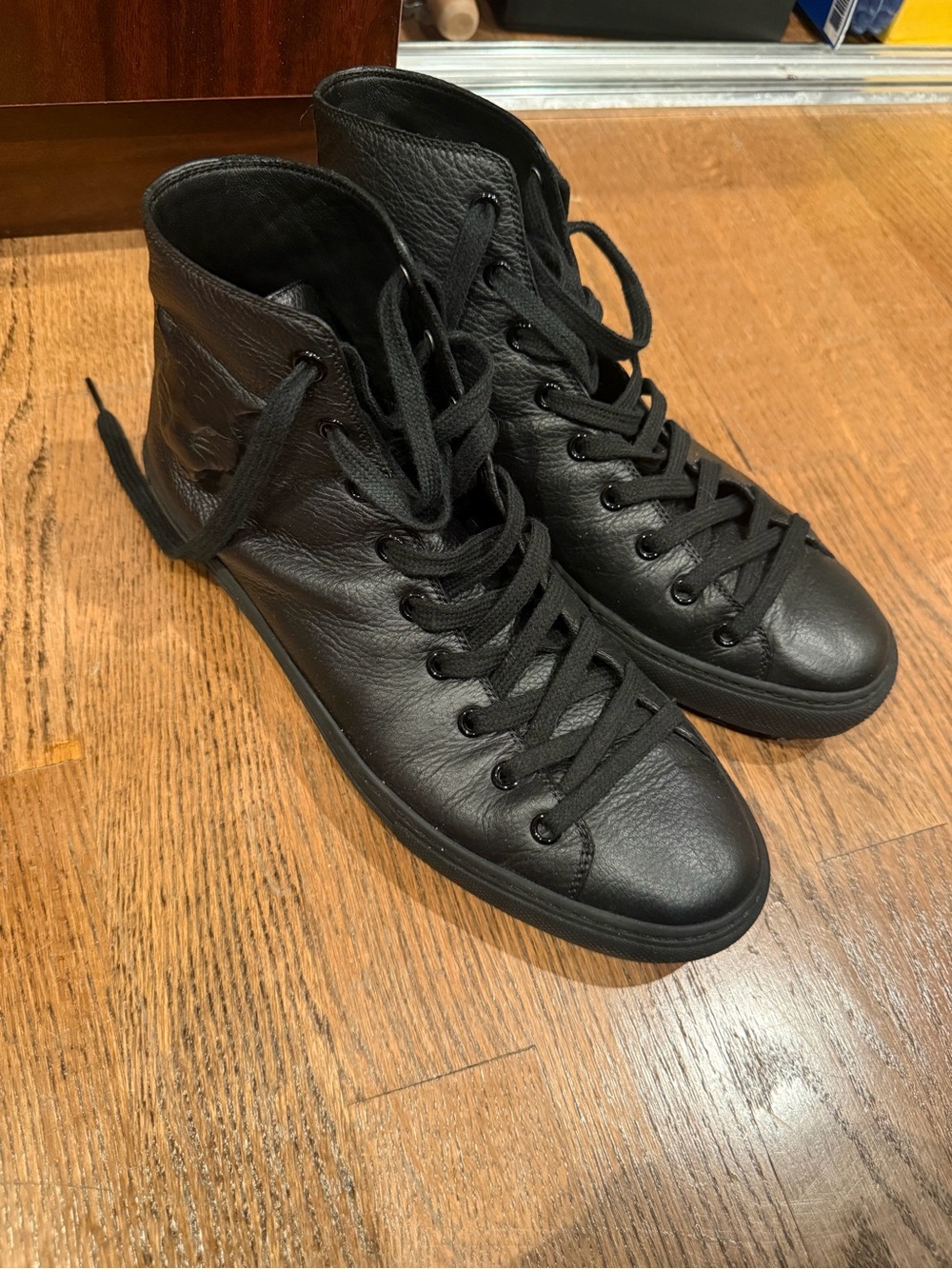 Gucci Major High-Top Sneakers Mismatched Snake & Tiger Black Leather Sz 6.5